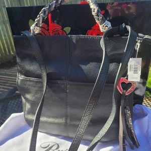 NWT Brighton Bahamas black leather tote
